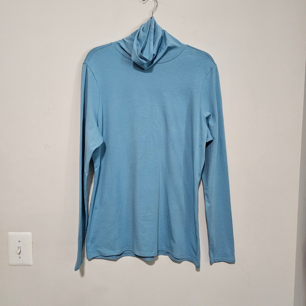 Peruvian Connection XL Pima Cotton Turtleneck Top Light Blue Cirrus Extreme NWT